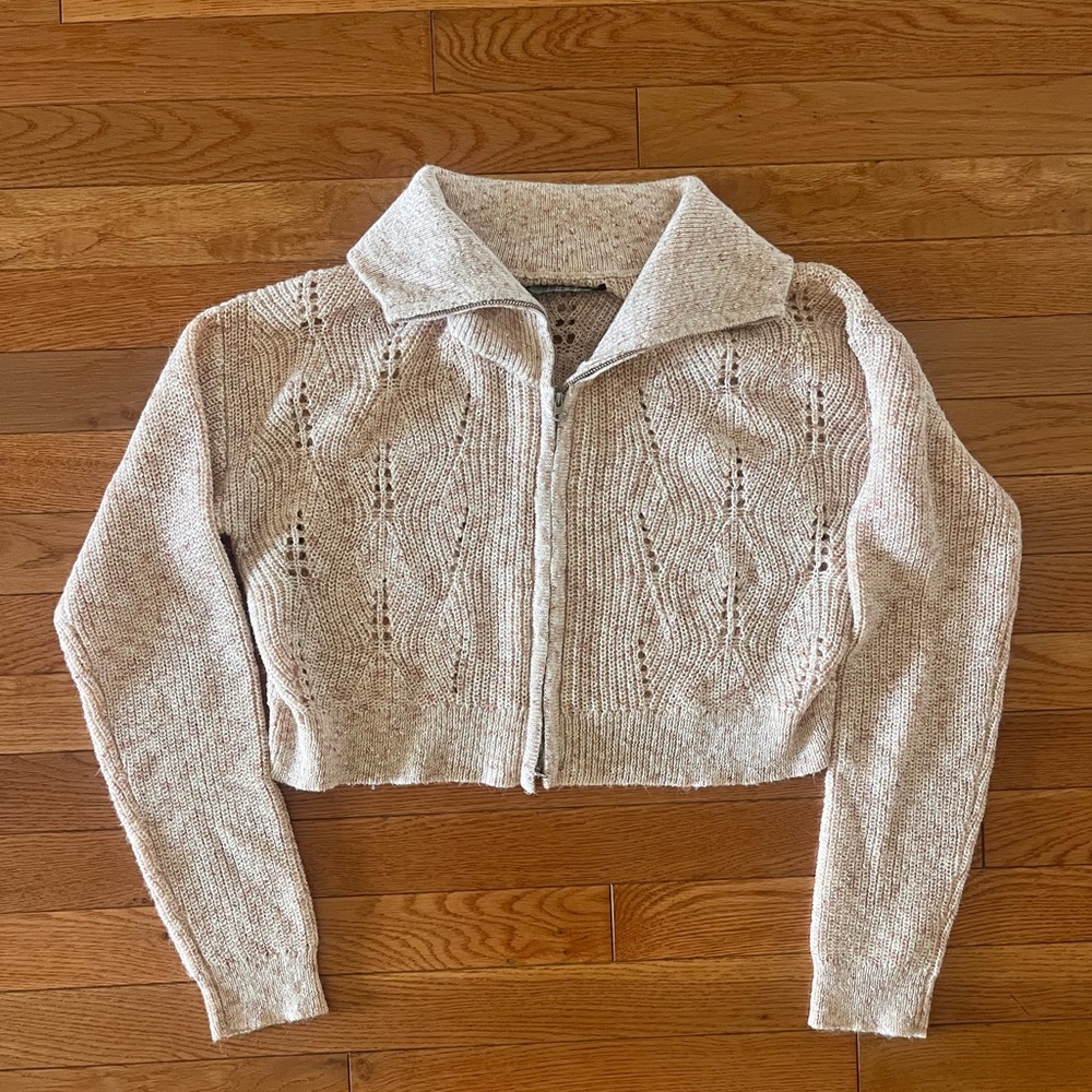 Cropped zip up sweater